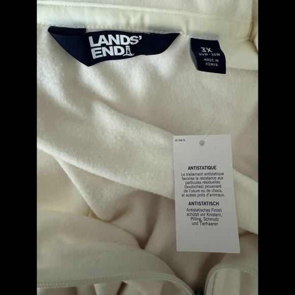 Lands' End Women’s Plus 3X Fleece Jacket Ivory White Full Zip NWOT Winter - Picture 10 of 16
